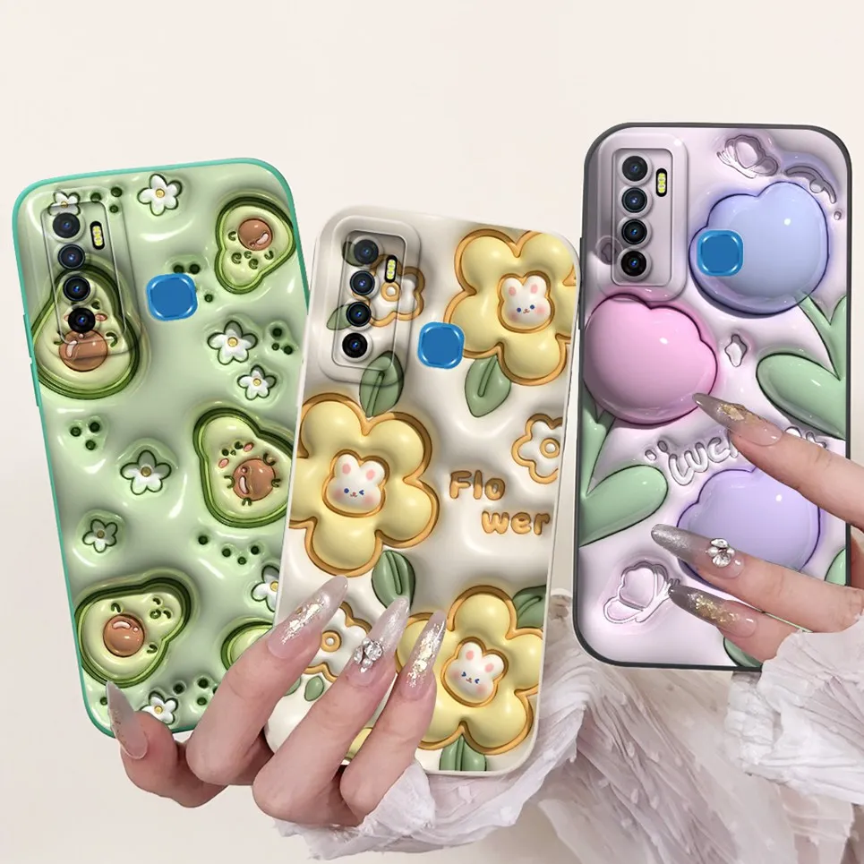 For Tecno Camon 15 / 15 Air / 16S / Spark 5 / 5 Pro Phone Case Cover Flower Rabbit Panda Avocado Soft Silicone Protective Bumper