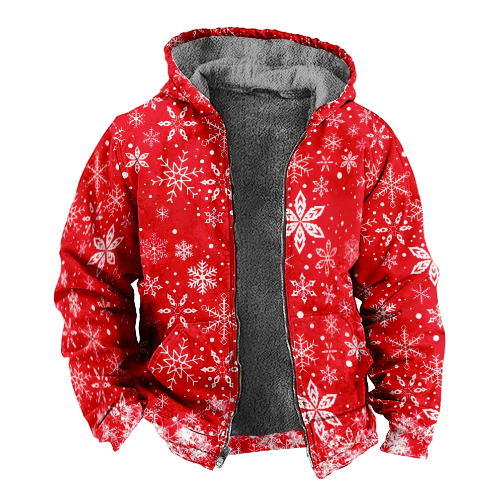 Men's Winter Jackets Coats,snowflake geometric Pattern Cotton Clothes Overcoat Warm Chic Beach