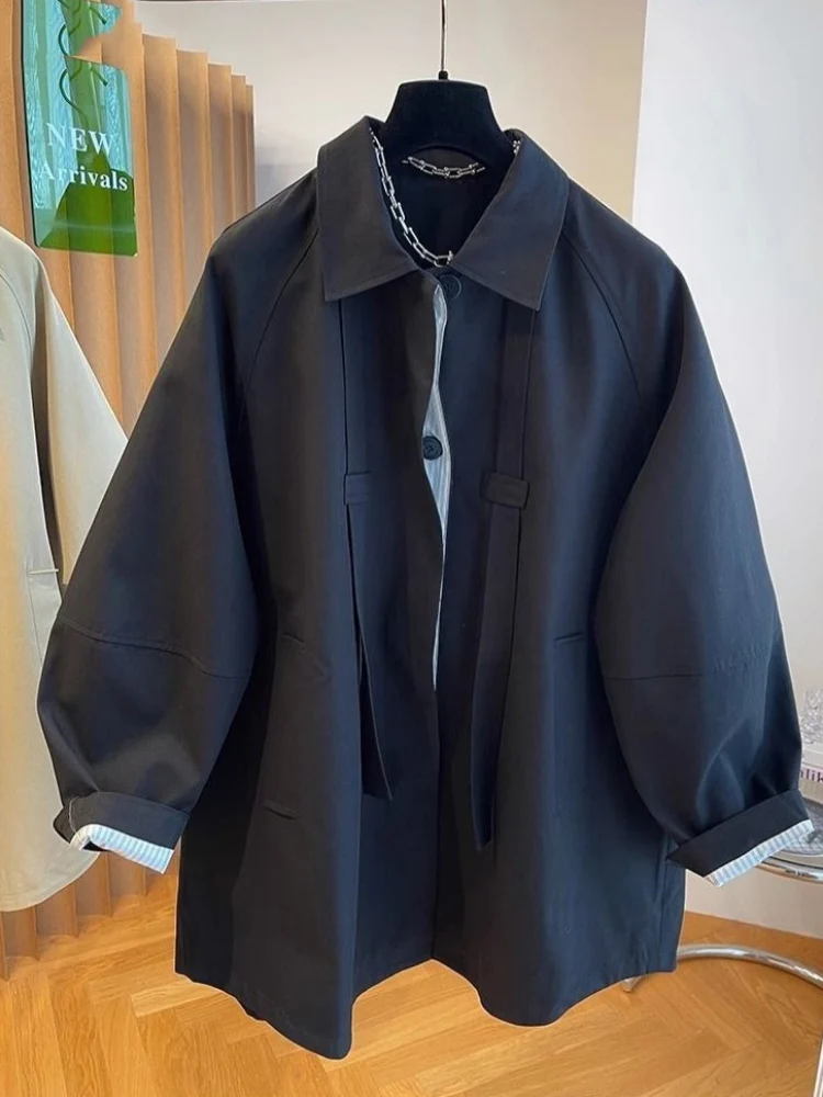 

Autumn Clothing Coat Women Turn Down Collar All Match Oversized Outwear Fashion Korean Single Breasted Loose Jackets Tops Female