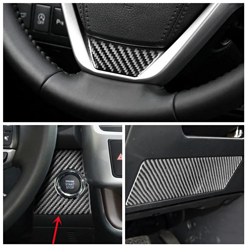 

Carbon Fiber Car Start Button Steering Wheel Cover Trim Strips Stickers For Toyota Highlander Car Styling Interior Accessories