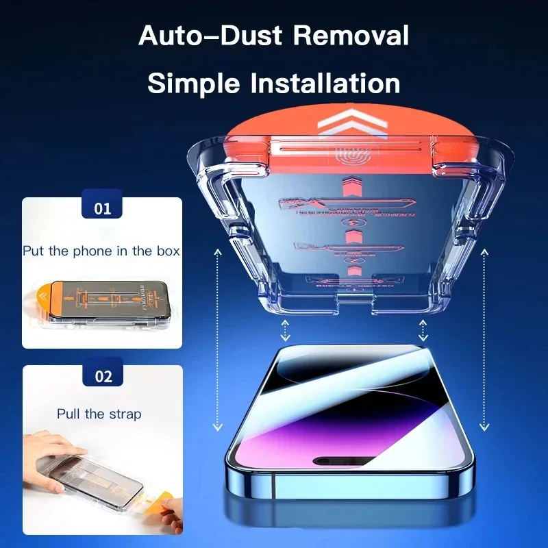 5PCS Premium Tempered Glass For iPhone 17 16 15 14 13 12 11 Pro Max Plus XR XS One-click Dust free Installation Screen Protector - Image 3