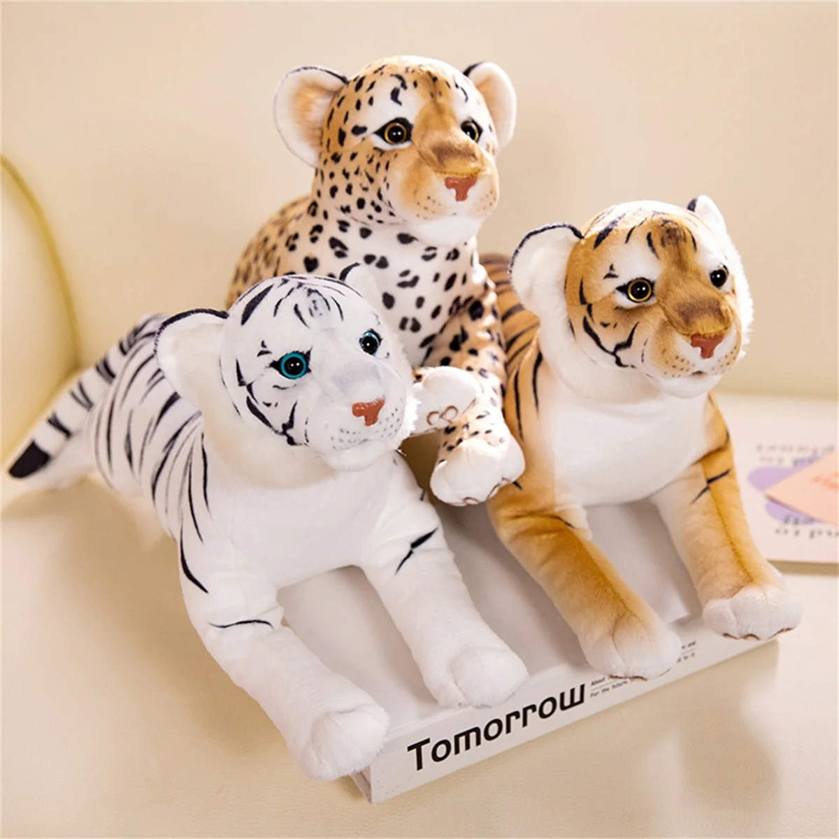 1pc Real Life Lion&Tiger&Leopard Stuffed Plush Animals Toys for Children Simulation Cute Kids Doll Christmas Gift for Girls