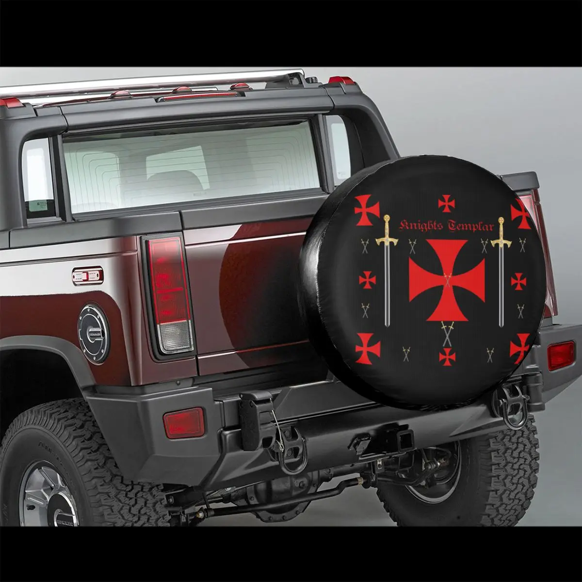 Medieval Emblem Knights Templar Spare Wheel Tire Cover Case for Jeep Pajero Temple Cross Vehicle Accessories 14