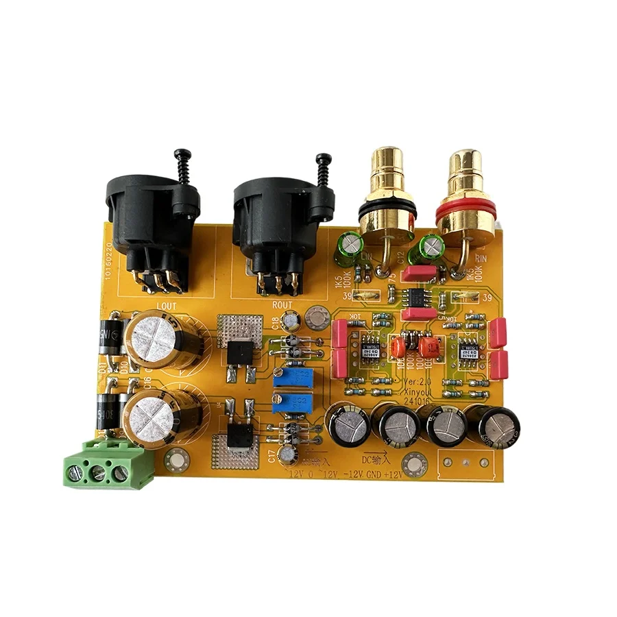 RCA to XLR Single End To Balanced Preamp Finished Board AC12V-15V