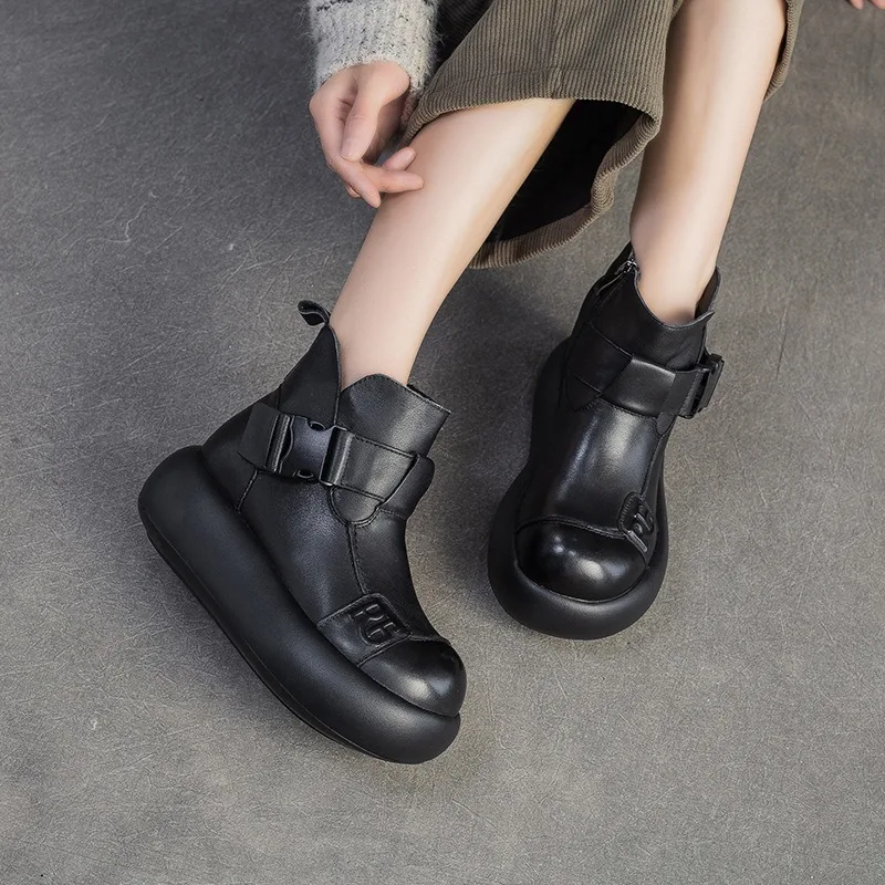 

Birkuir ботильоны на толстом каблуке, женские зимние зимние ботинки с пряжкой и плюшевой внутренней частью, обувь на платформе, роскошные полусапожки из натуральной кожи