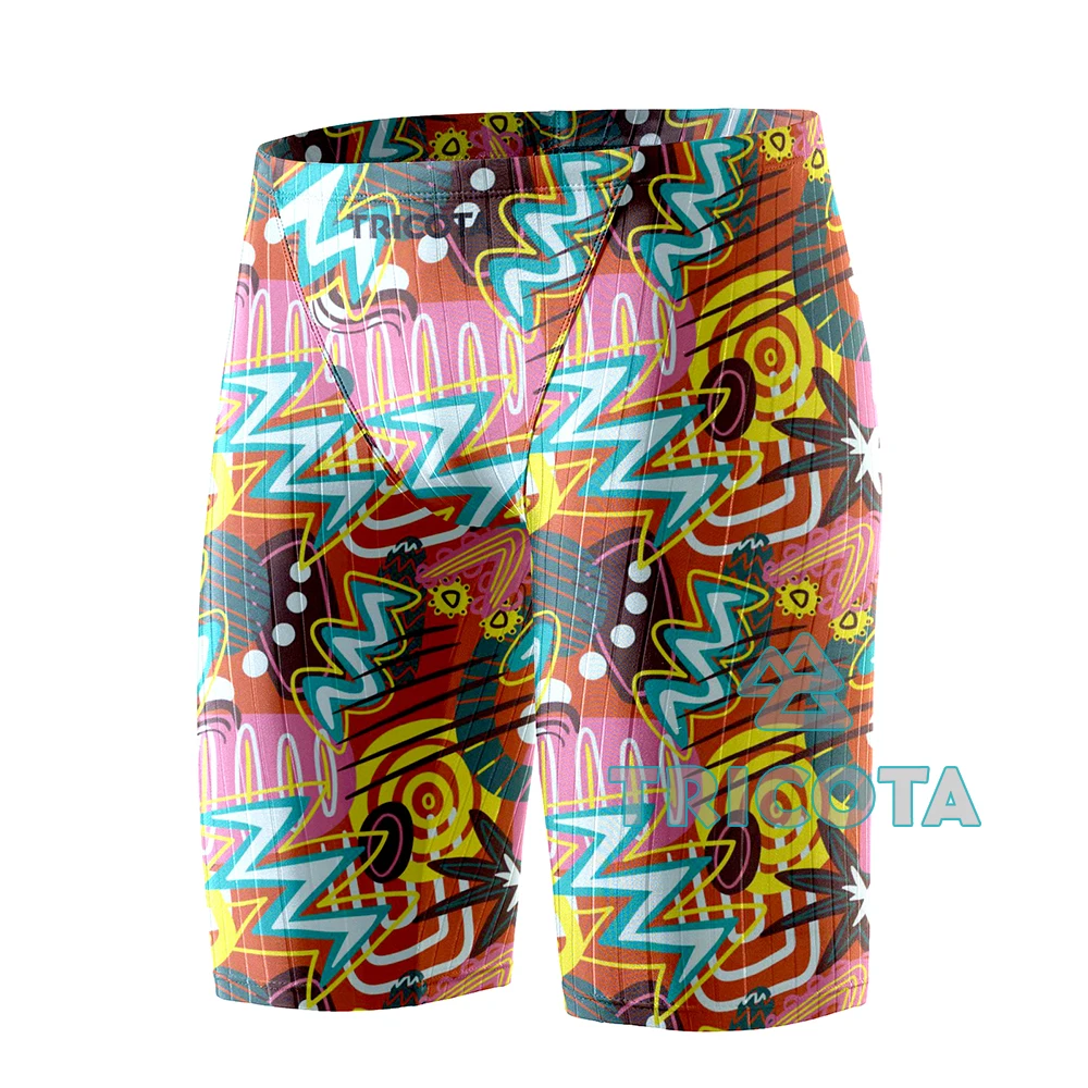 Summer Swimming Trunks Men Professional Tight Jammer Swimwear Outdoor Beach Printed Solid Durable Training Surfing Swim Shorts