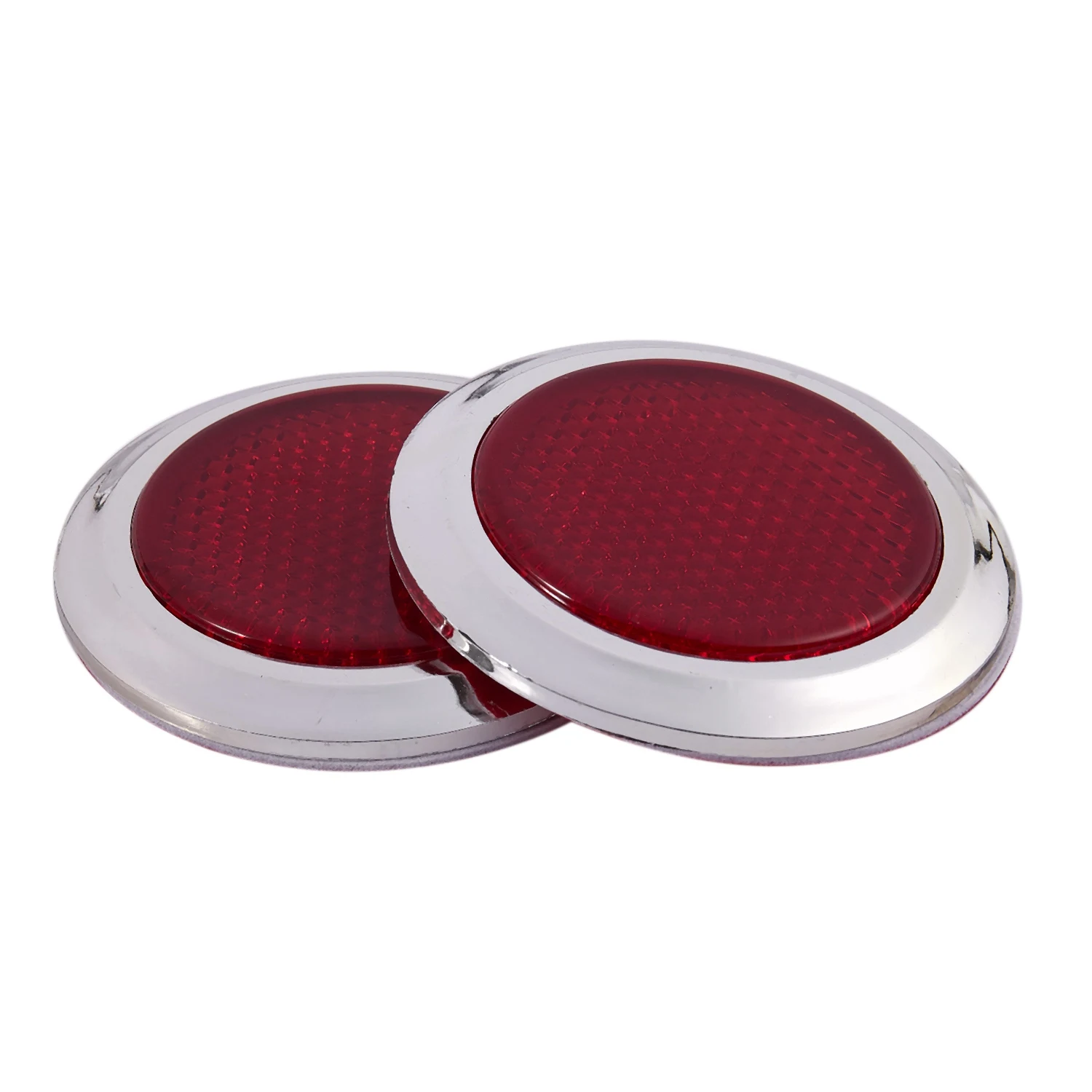 4 Pcs Auto Car Plastic Round Reflective Reflector Sticker Red