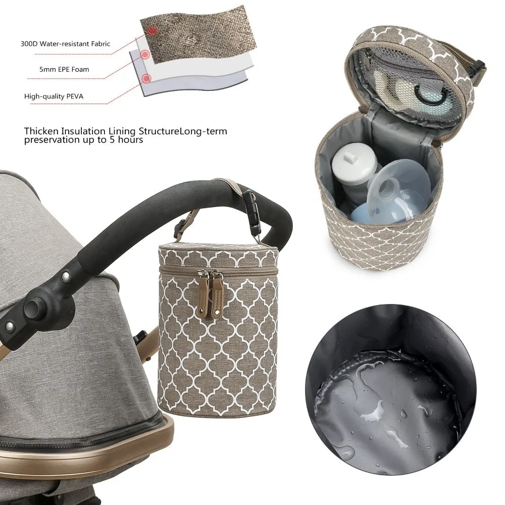 Thermal Insulation Stroller Hanging Bag Waterproof Hanging Design Insulated Breastmilk Cooler Bag Travel Carrier Large Capacity