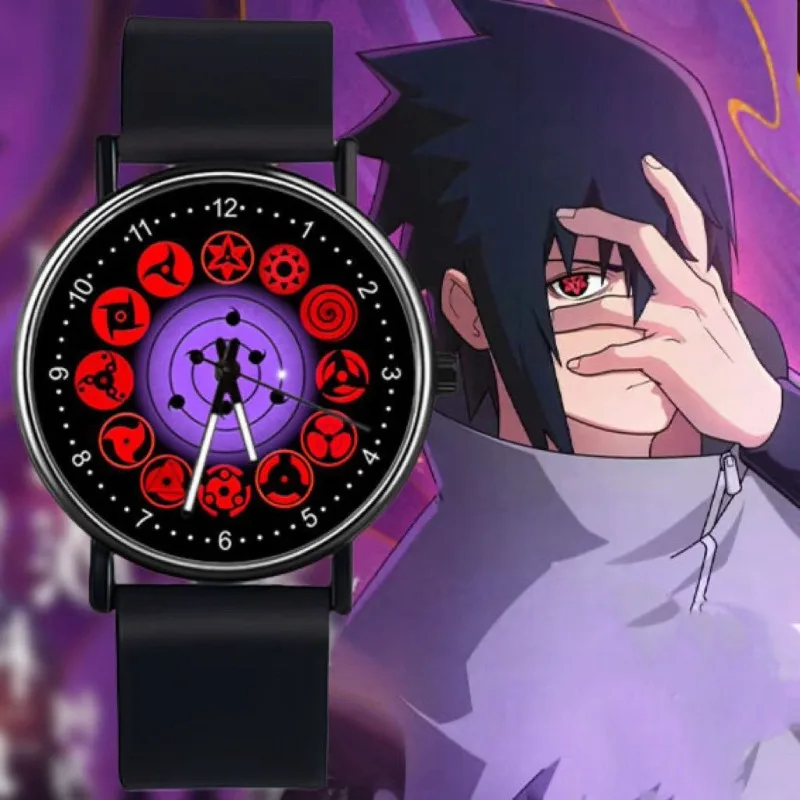 NARUTO Kaleidoscope Sharingan Cartoon Cute Student Watch 2D Analog Quartz Watch Gift Animation Peripheral Wholesale