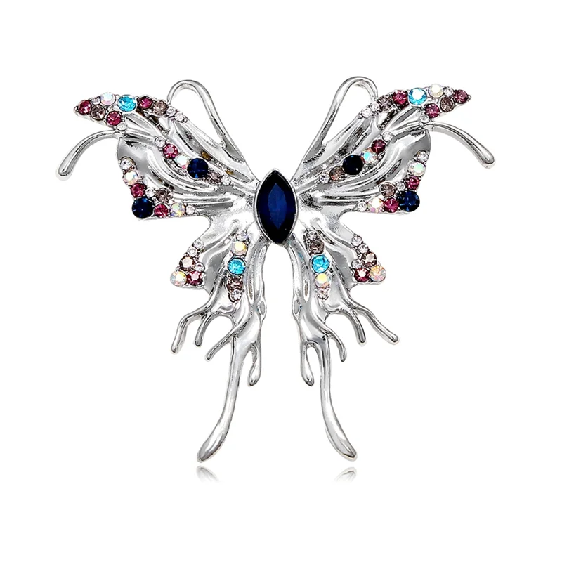 AGG-Exquisite Crystal Butterfly Brooch Fashion Ladies Wedding Dress Pin Jewelry Gift Accessories