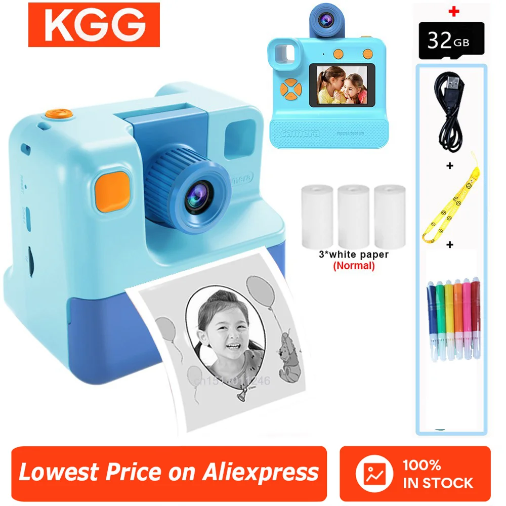 

Kids Instant Camera 1080P HD Digital Camera Photo Paper Child Toys Camera 180° Flip Lens Picture Camera Maker Birthday Gifts