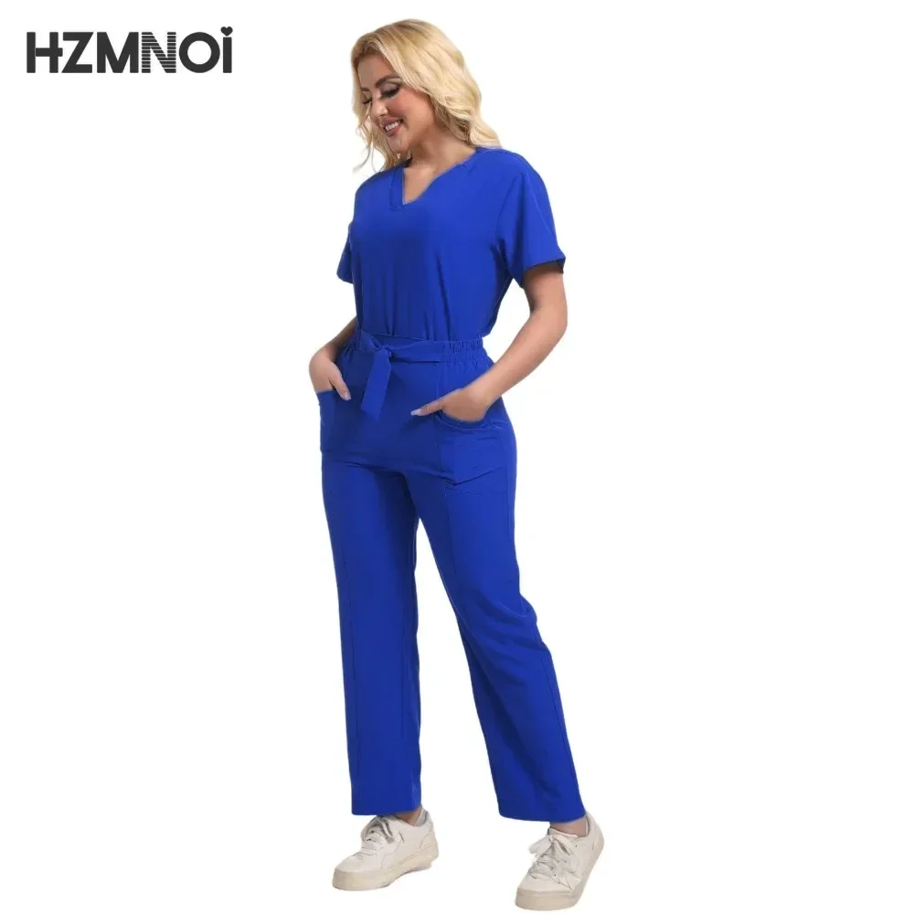 New Clinical Uniform Fashion Pocket Scrubs Suit Hospital Scrubs Uniforms Medical Clothing Doctor Nurse Nursing Uniform Women Set