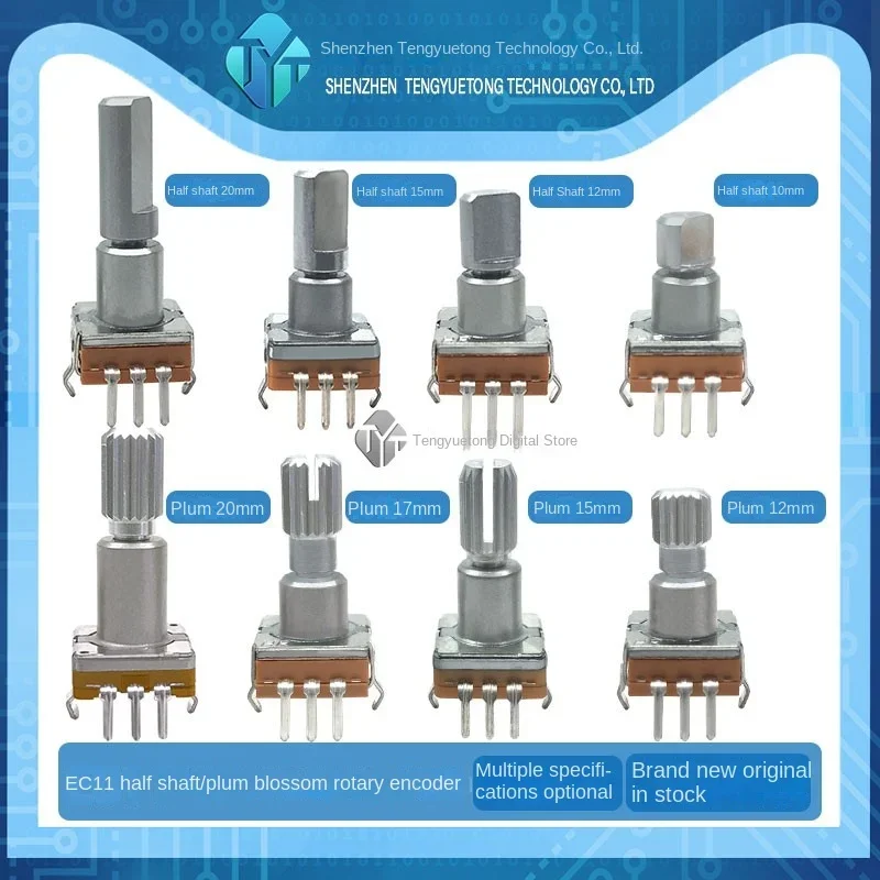 

5PCS/lot EC11 thin rotary encoder with switch 10/12/15/20mm half axis sawtooth axis digital potentiometer 5-pin