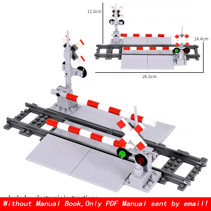MOC Creative Expert City Train Verkeerslichten Reling Crossing Railway Express Bricks Bouwstenen DIY Speelgoed voor kinderen geschenken - afbeelding 1