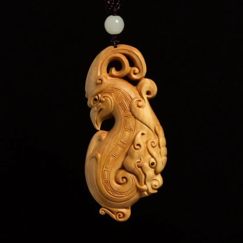 

Taihang Thuja Sutchuenensis Wood Carving Prosperity Brought by the Dragon and the Phoenix Hand Pieces High Oil Flavor Office Des