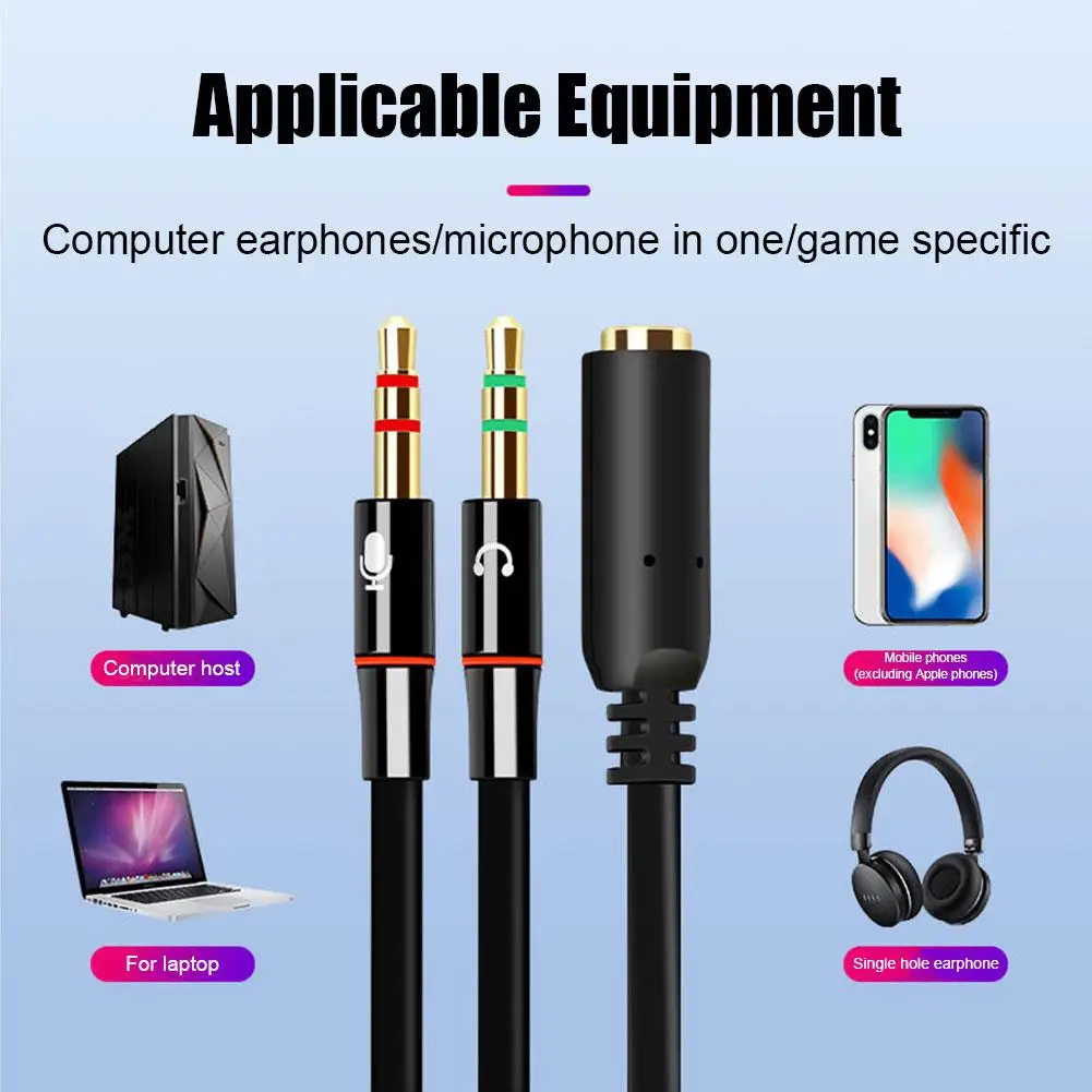 Headphone Splitter For Computer 3.5mm Female To 2 Dual 3.5mm Male Mic AUX Audio Y Splitter Cable Headset To PC Adapter