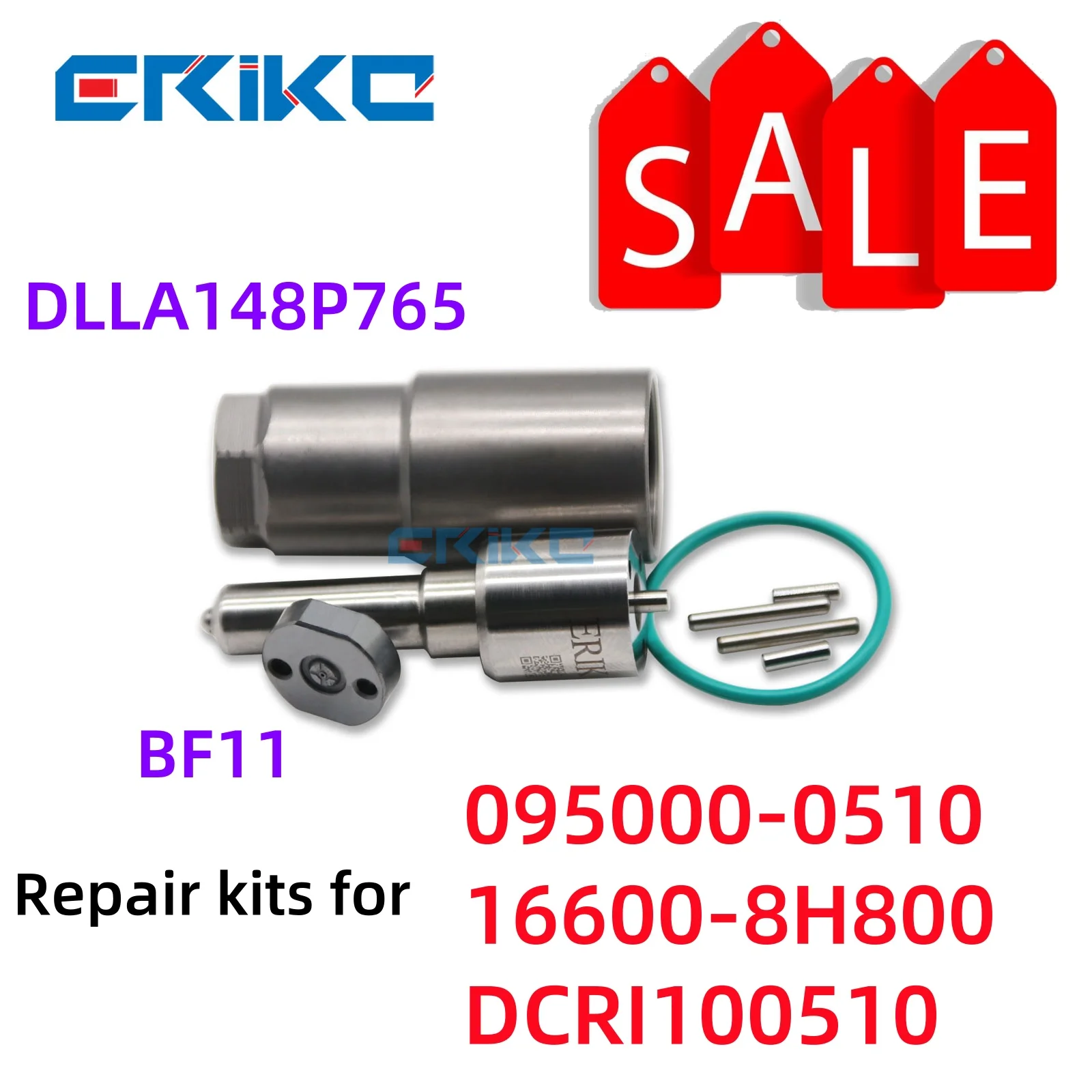 

ERIKC 095000-0510 DIESEL INJECTOR REPAIR KIT NOZZLE DLLA148P765 Valve Plate BF11 for Nissan Injector 16600-8H800 DCRI100510
