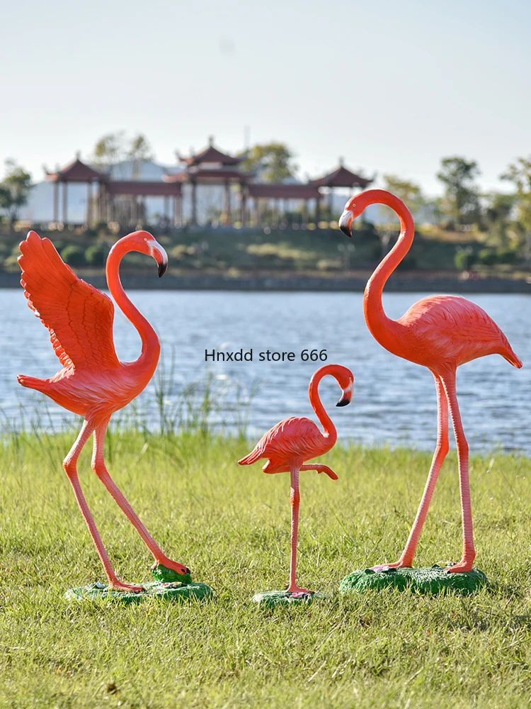 Outdoor animal simulation flamingo sculpture fiberglass decorative ornament