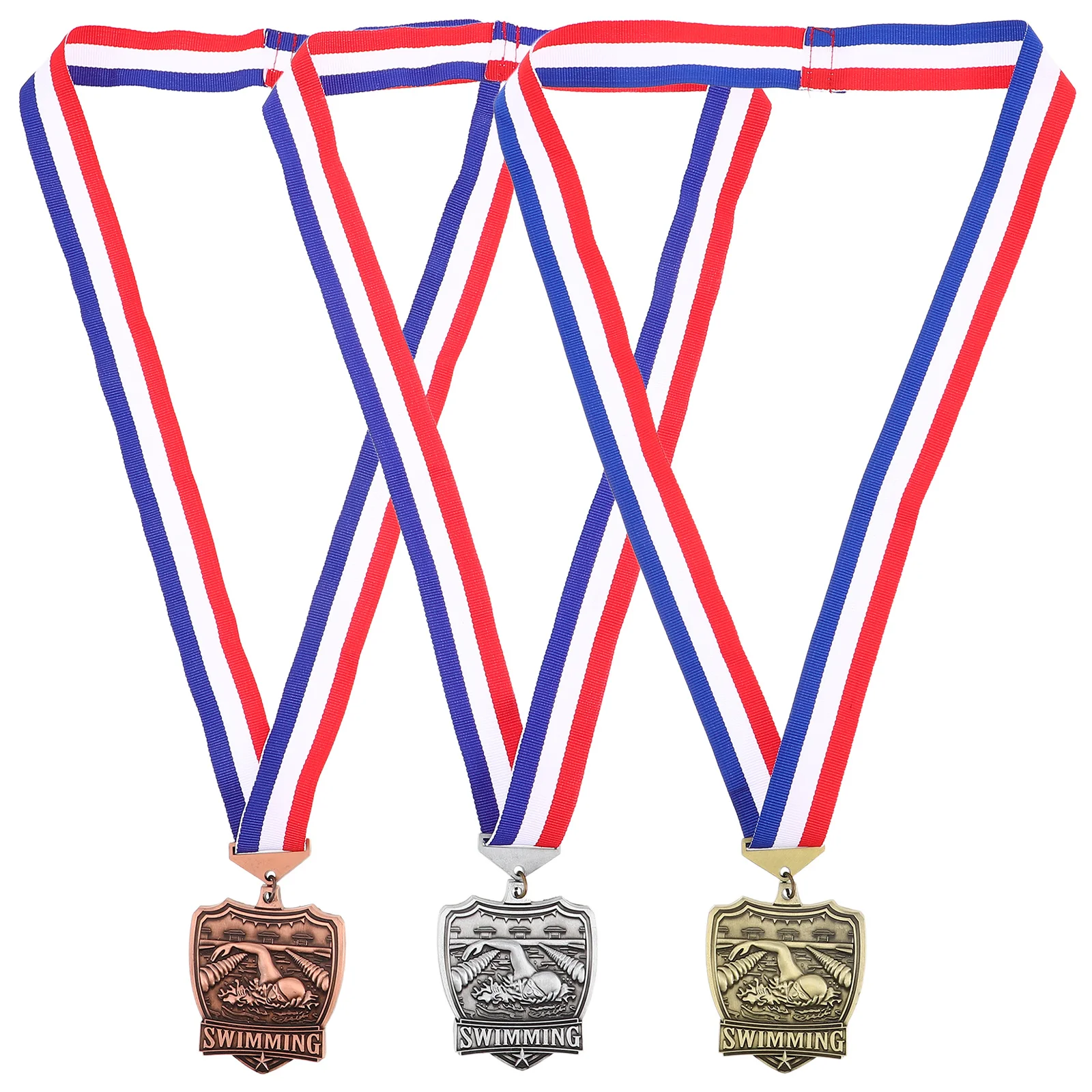 

3Pcs Swimming Award Medals Zinc Alloy Plating for Tournament Competition Swim Meet Champion Recognition