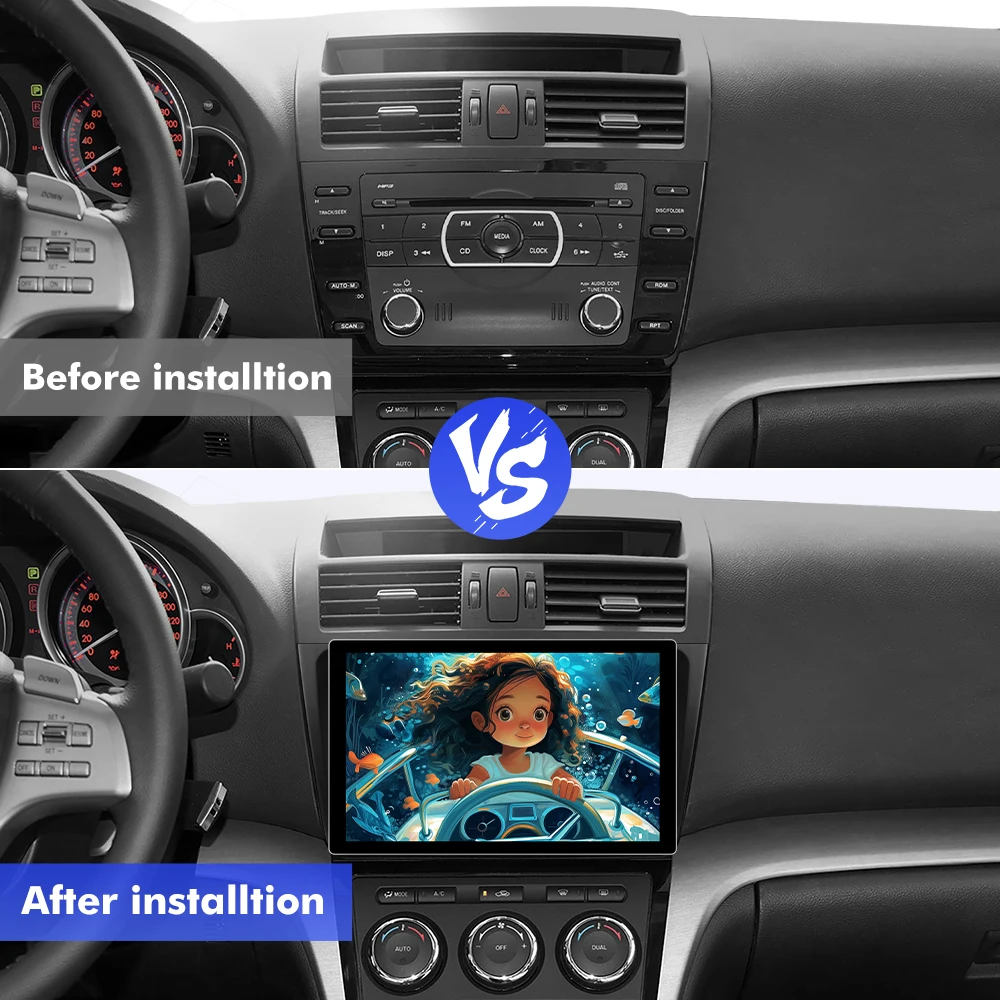 EBILAEN 11.5inch Android 13 Multimedia Radio stereo For Mazda 6 GH 2007-2012 Carplay GPS 4G FM WIFI 2K 2din autoradio