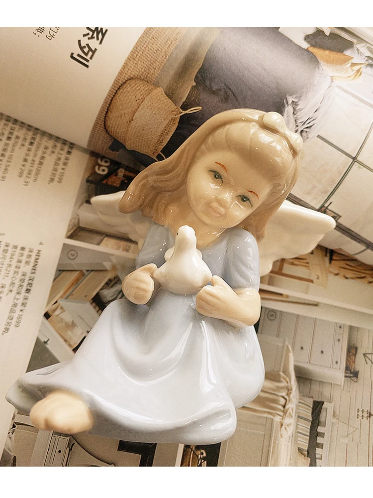 Classical Angel Ceramic Girl Crafts, Miniature Figurines, Fairy Garden Cute Doll, Desk Decor, Living Room, Home DecorAccessories