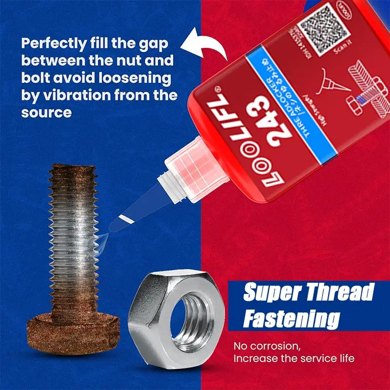 243 50 مل مل ملصق لاهوائي عالي الجودة، مسامير صواميل، ملصق تركيبات، مركبات متوسطة القوة، مقاومة للتآكل، مقاومة للماء، مقاومة للاهتزاز، 1-3 قطع