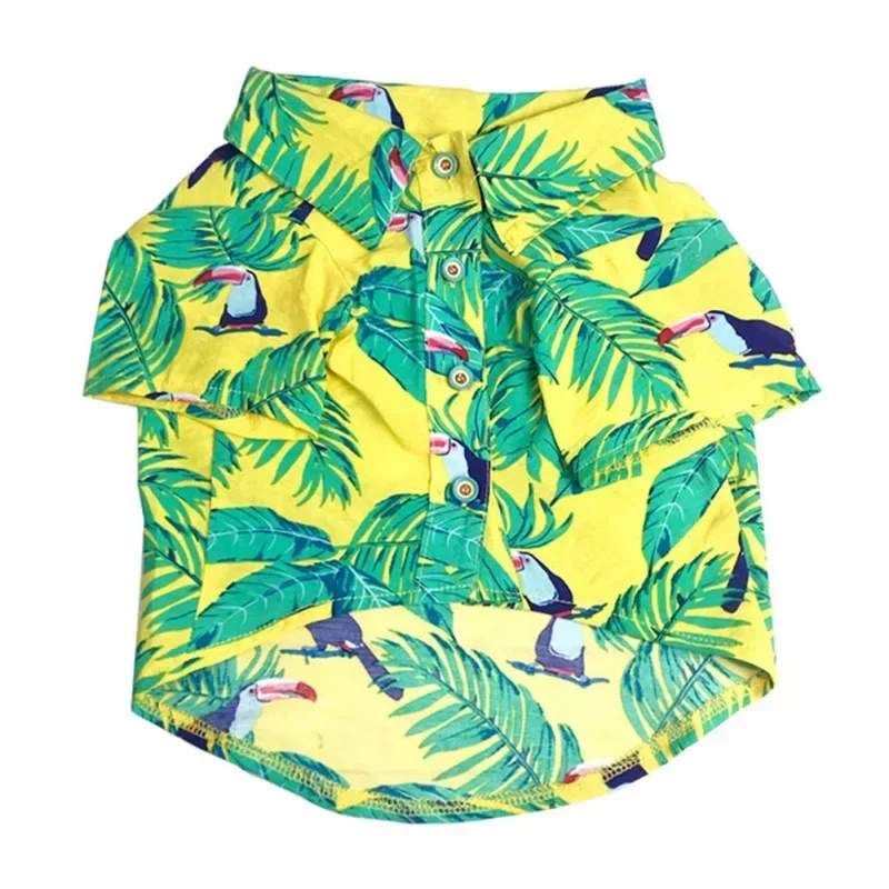 Pet Summer Beach Flower Shirt  for Cat Dog Clothes  Puppy Overalls Thin Short Sleeve Coconut Tree Print Clothing Accessories