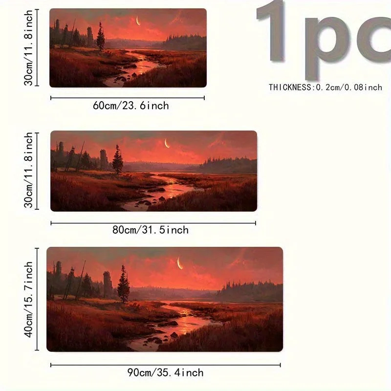 Dramatic Red Sunset River Landscape Extended Mouse Pad Rubber Non-Slip Mat for Gaming Office