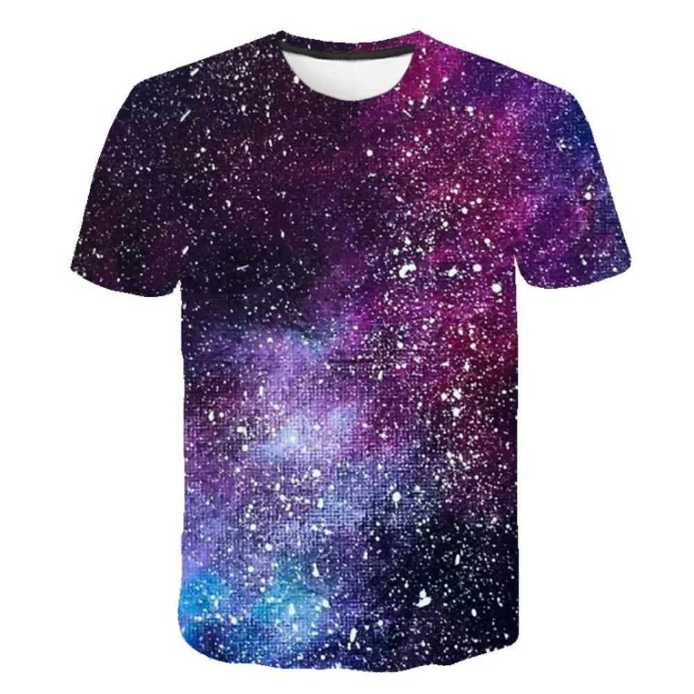 Purple Galaxy T Shirt Men Space 3d Printing T-Shirt Universe Short Sleeve Print Funny Streetwear Casual Tops O-Neck Clothing