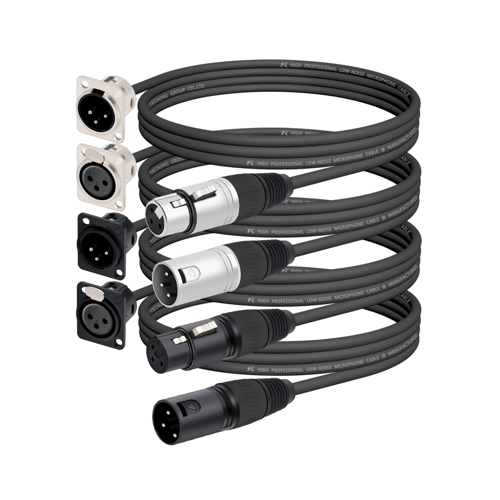 Support sur panneau XLR mâle/femelle à 3 broches de Type D vers connecteur mâle/femelle, câble d'extension Audio pour mélangeur d'éclairage de scène