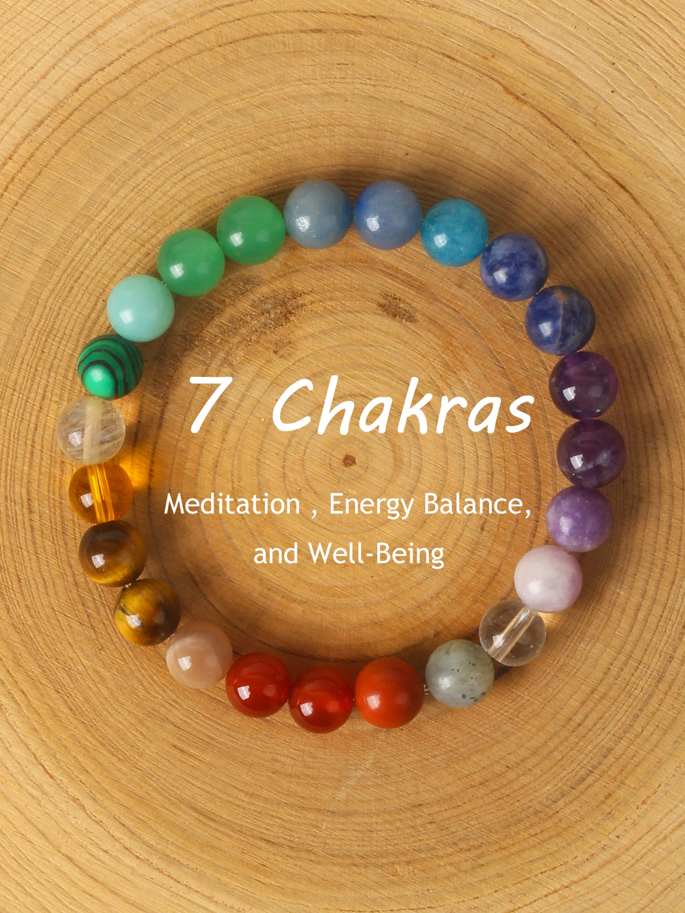 

7 Chakra Tiger Eye Stone Bracelet Natural Stones Spiritual Healing Harmony Energy Balance Grounding Courage Unisex Bead Jewelry