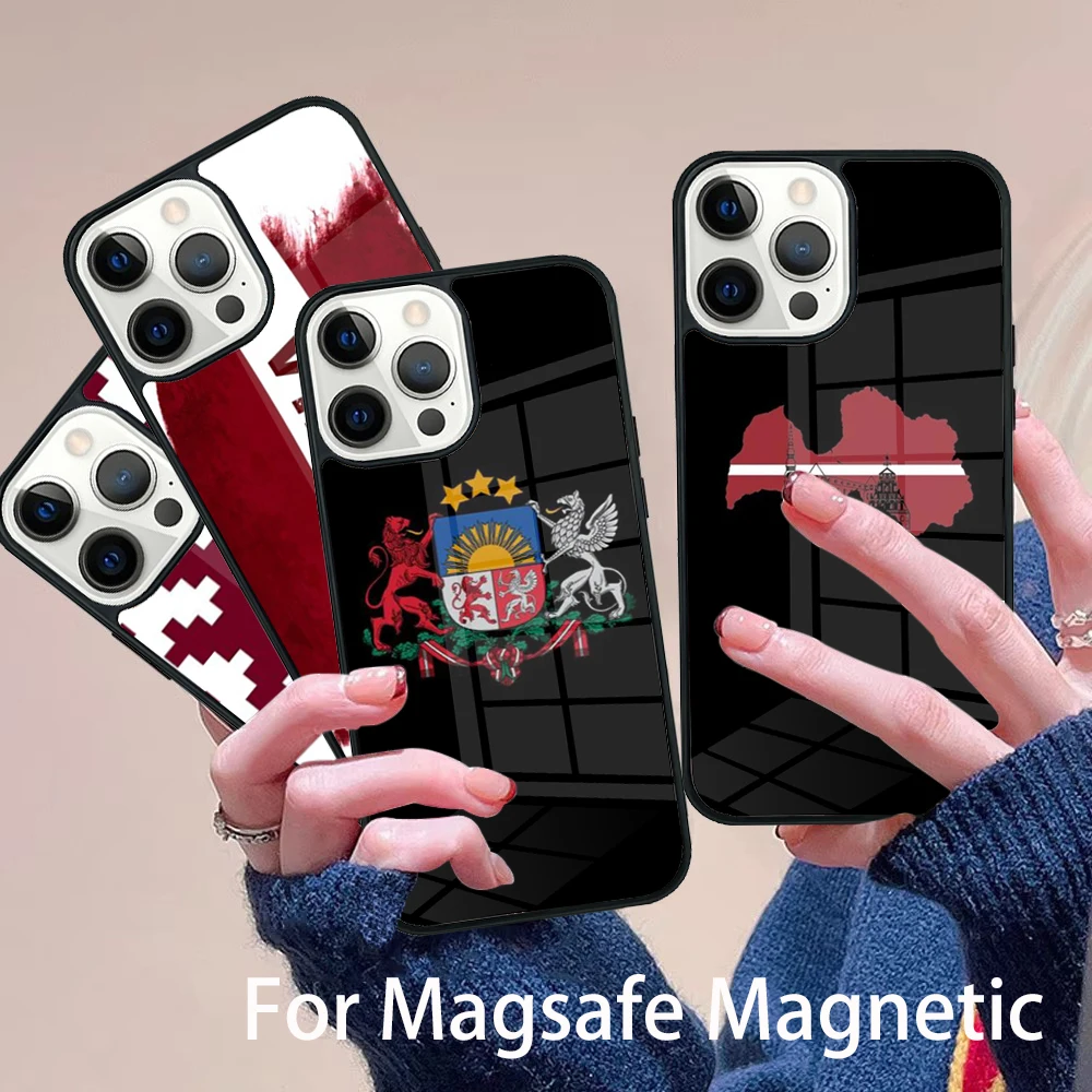 

Vintage Republic of Latvia Phone Case Magesafe Magnetic Wireless Charge Cover For IPhone 16 11 12 13 14 15 Pro Max Plus Mini