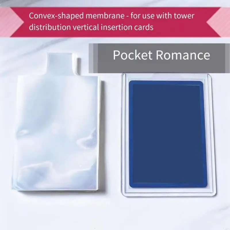 54DA 100pcs protetores cartão transparentes com deslizante letras relevo para exibição cartão