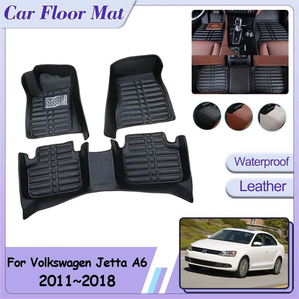 

For Volkswagen Jetta A6 1B VW Vento 2011~2018 Car Floor Mat Custom Foot Parts Leather Panel Liner Rug Carpet Interior Accessorie