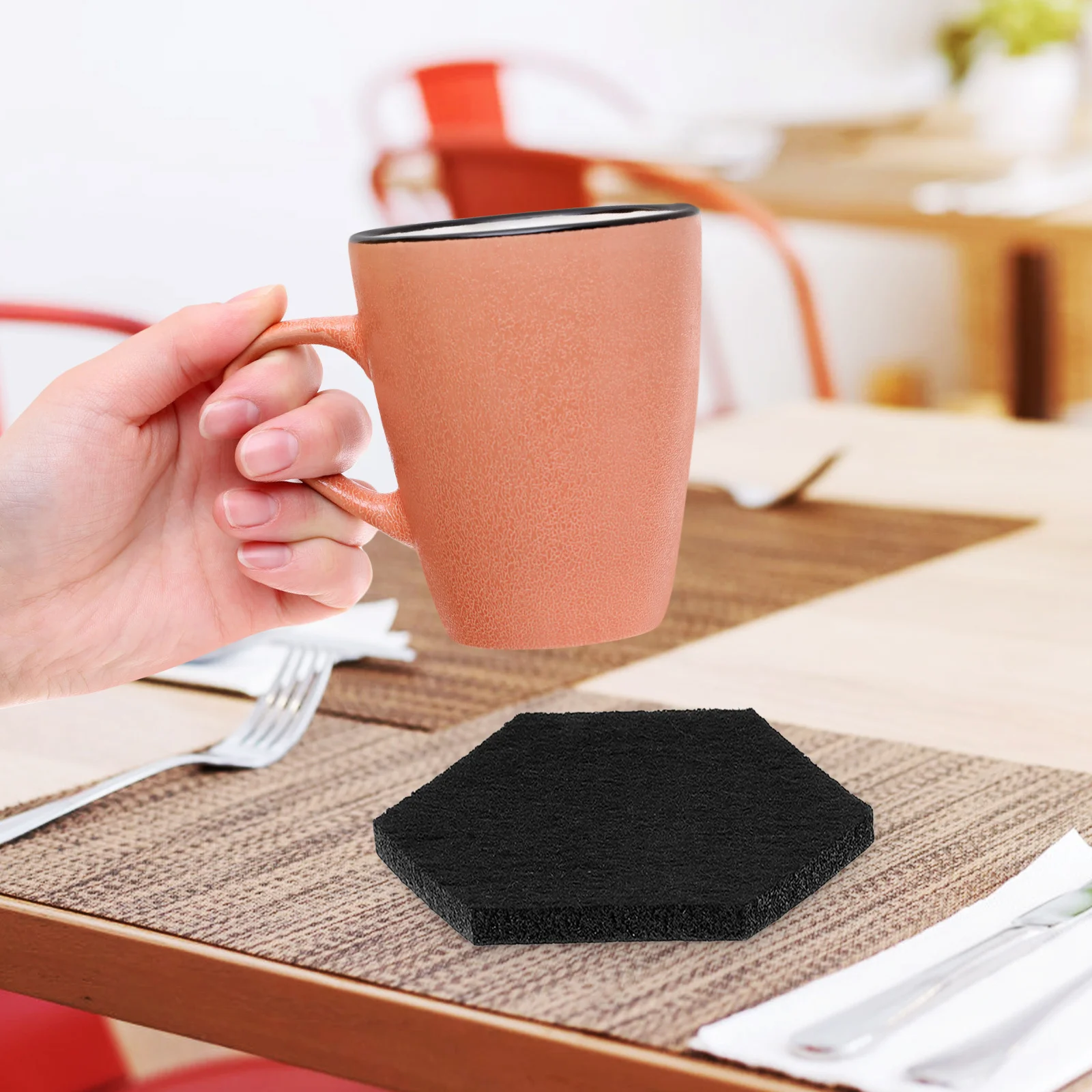 

2Sets Felt Coaster Set Reusable Cup Pad for Coffee Tea Mug Anti-Skid Table Protector Placemat for Living Room