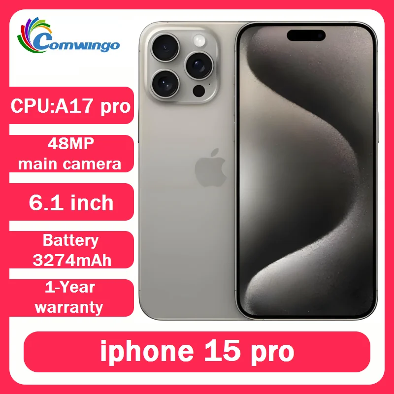 هاتف iPhone 15 pro الأصلي ثنائي eSIM 6.1 أصلي LTPO Super Retina XDR OLED Face ID NFC A17Pro 8GB 128/256GB 98% جديد 5G هاتف محمول #1