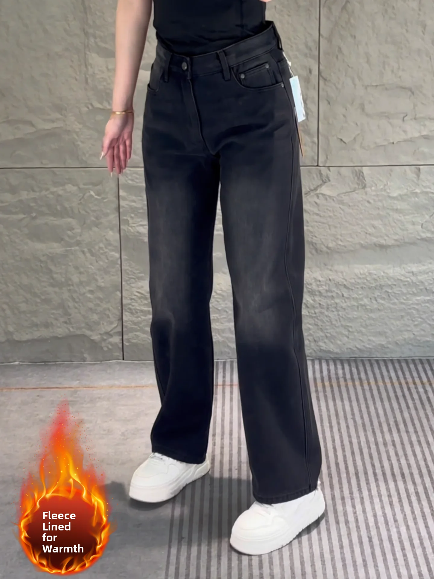 

Высококачественные мужские джинсы на флисе, прямой крой, теплые, облегающие, зимние, новые, универсальные, удобные, из полиэфирного волокна