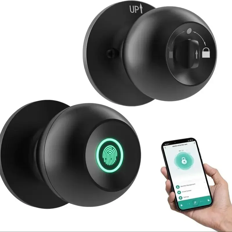 CIEPOJIT Fingerprint Soor Lock, 1 Count Smart Door Knob with APP/Keypad, Keyless Entry, Biometric Lock