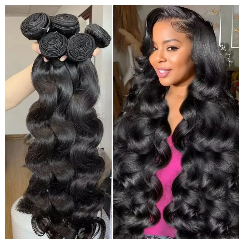 

Натуральные бразильские волосы Virgin Weave 16A, свободная волна, 30 дюймов, 3-4 пучка, Remy, человеческие волосы, натуральные черные, для наращивания