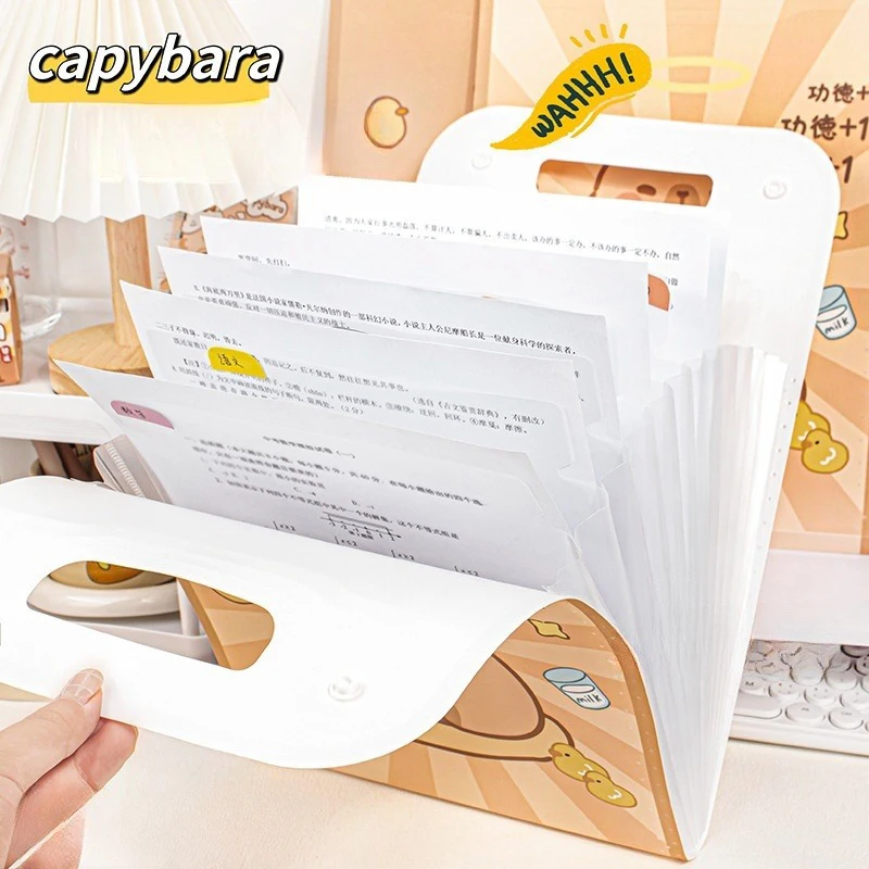 Cute Capybara File Folder Cartoon Creative Test Paper Storage Folder Portable Organ Pack Folder High-capacity File Folder