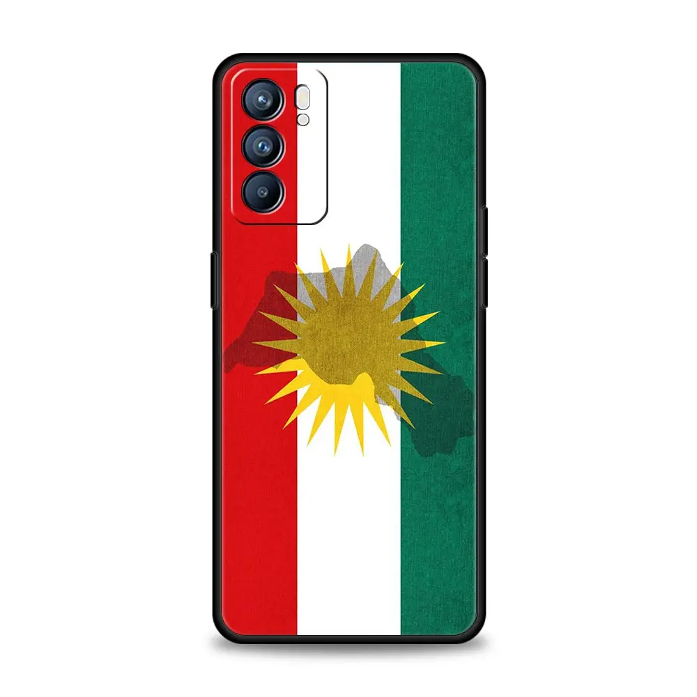 Phone Case For Oppo A54 A53 A52 A9 A15 A95 A17 A16 A76 A74 A57 A31 Find X6 Pro X5 Reno8 Reno7 Reno6 Pro 5G Cover Kurdistan Flag