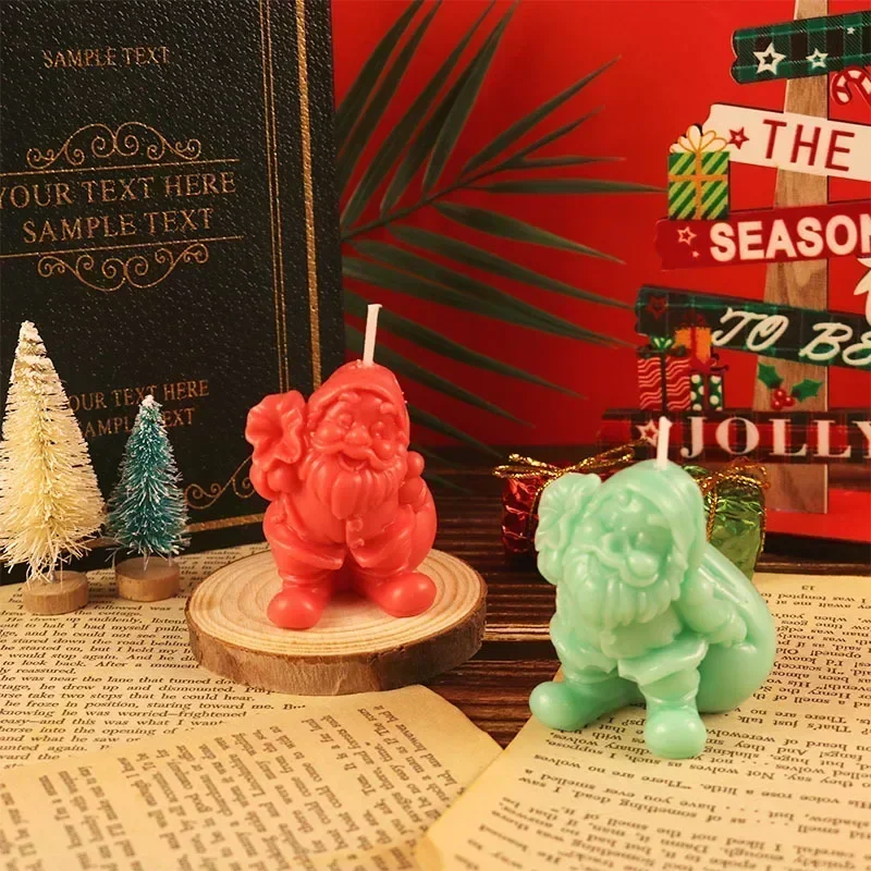 DIY gift bag Santa Candle Silicone mold Christmas Decoration Crafts Resin Plaster soap Clay cement mold Home DIY handmade tools