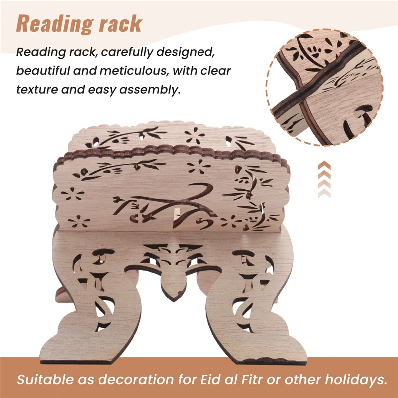 

JIULIN Kuran Quran Koran Holy Book Stand Holder, Wooden Eid Al-Fitr Shelf For Islamic Books And Bible Reading, Islam Home Decor