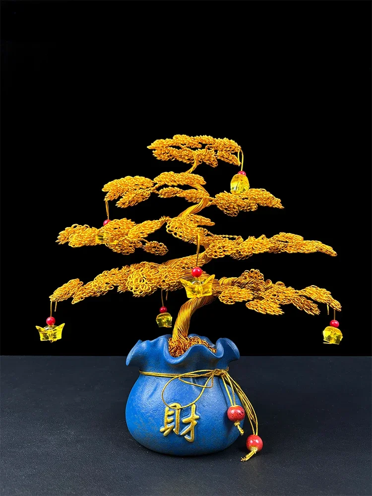 Cash cow handicraft fortune tree fortune decoration wine cabinet decoration living room office shop opening gifts