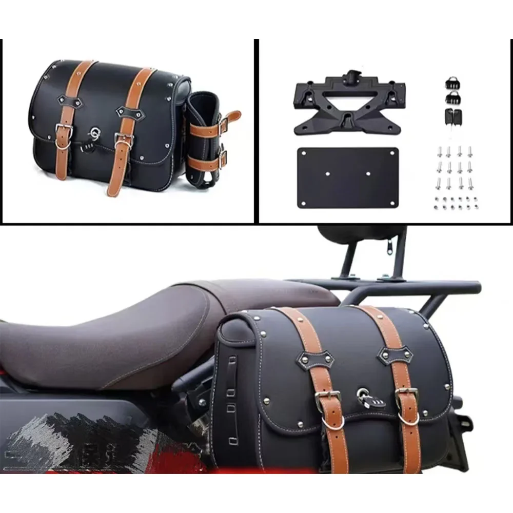 Fit LONGIN VOGE CU525 Motorcycle Bag PU Leather Waterproof Edge Bag with Left and Right Installation Brackets CU 525 525CU