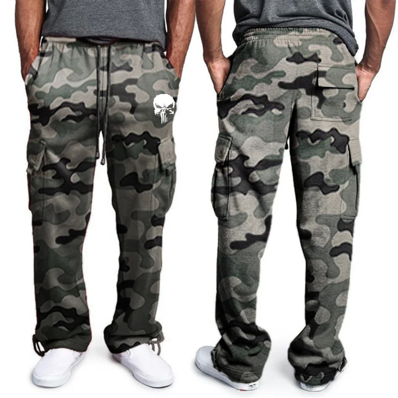 New casual pants men\'s loose straight large size clothing multi-function work pants black jogging pants casual men\'s pants
