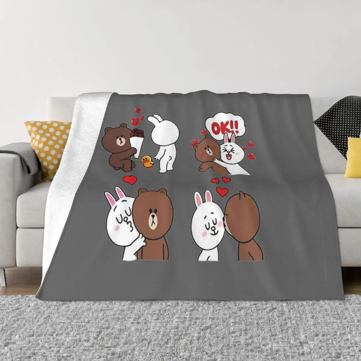 Brown And Cony Story Love! Blankets Flannel Vintage Soft Throw Blankets for Home Restaurant Textile Decor