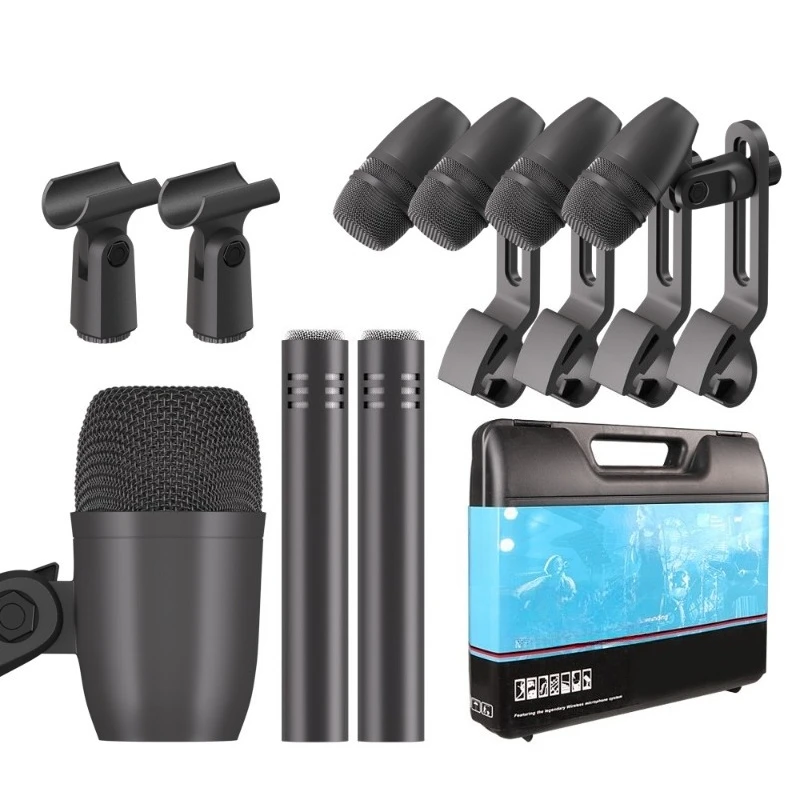 Set batteria, microfono, pickup per strumenti professionali per performance sul palco, set da 7 pezzi