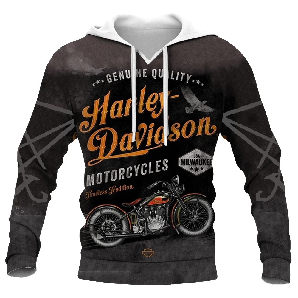 2025 New Autumn  3D printed Men's vogue skull motorcycle hoodie Loose and comfortable hooded sweater Hooded top Size S-5XL