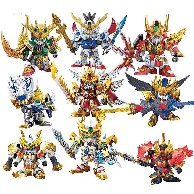 10cm Plastic Anime Action Figures SD/BB The Three Kingdoms Sousou Teni Ryofu Koumei Kanu Chouun Model Toys Puzzle Robot